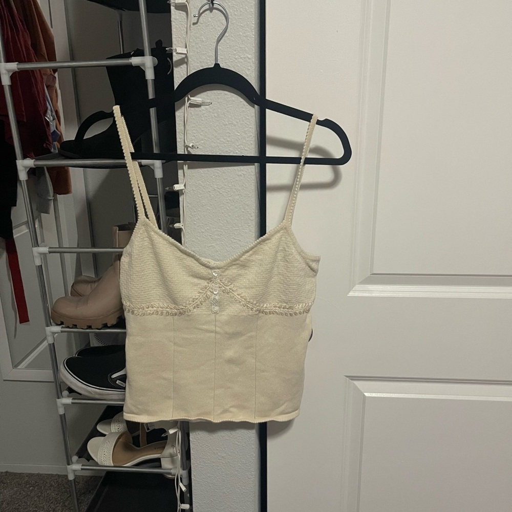 Anthropologie Sleeping on Snow Cream Knit Tank